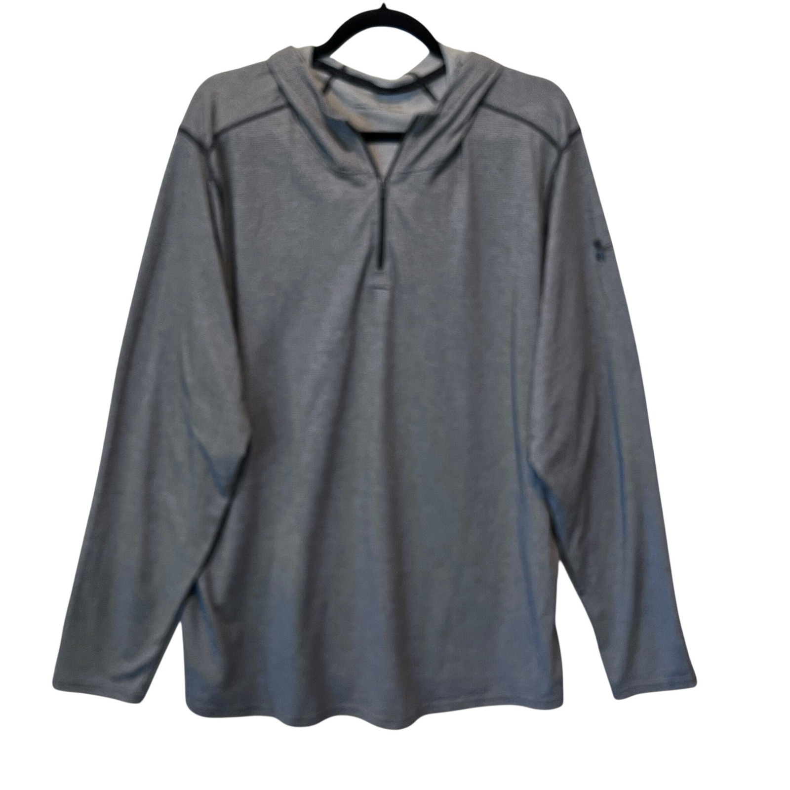 Under Armour Threadborne Heatgear Gray 1/4 Zip Hoodie Performance Top Xl